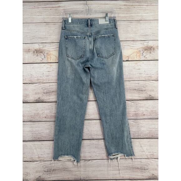 Pistola Charlie High Rise Straight Distressed Jeans Women's 25 Blue Light Wash - Picture 2 of 14